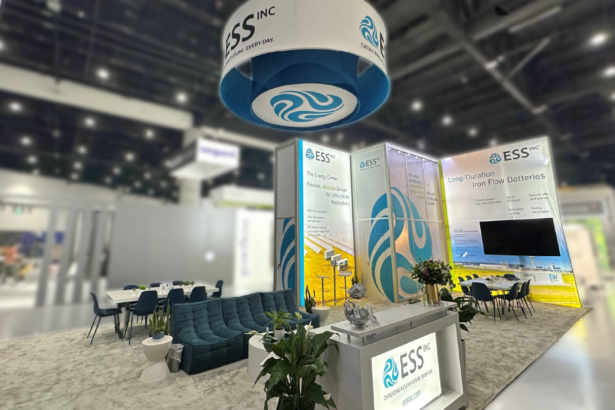Tradeshow booth for ESS Tech, Inc., and energy storage company