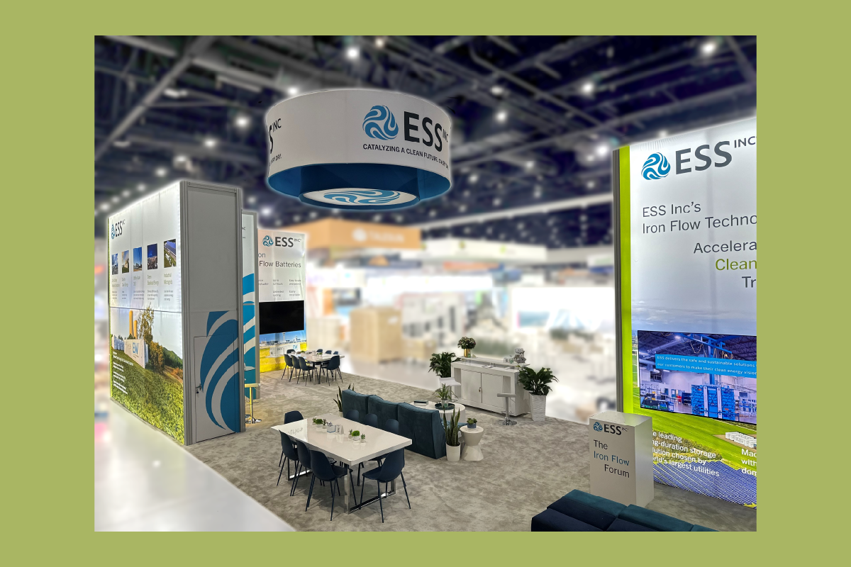 Tradeshow booth for ESS Tech, Inc., and energy storage company