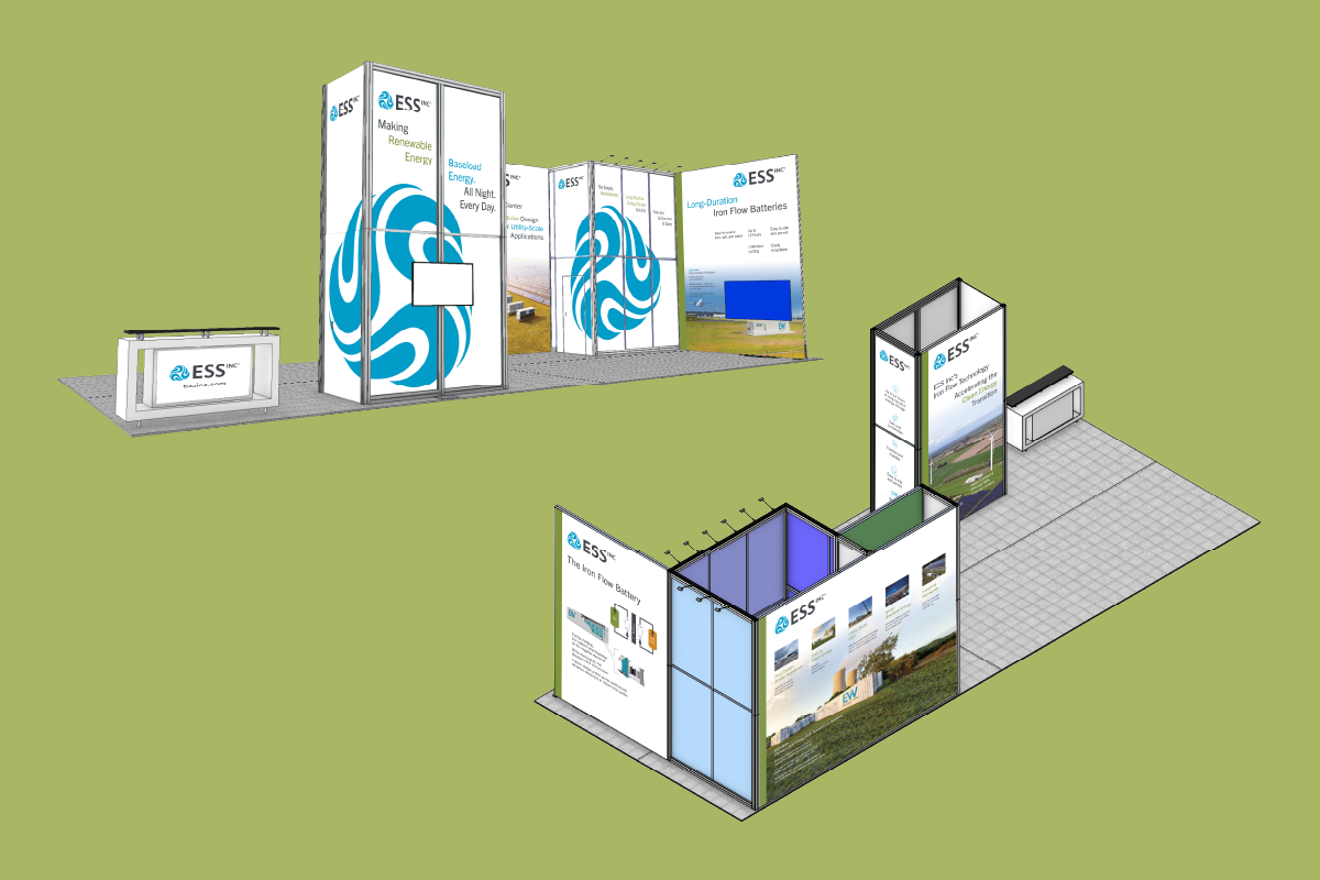 Tradeshow booth for ESS Tech, Inc., and energy storage company
