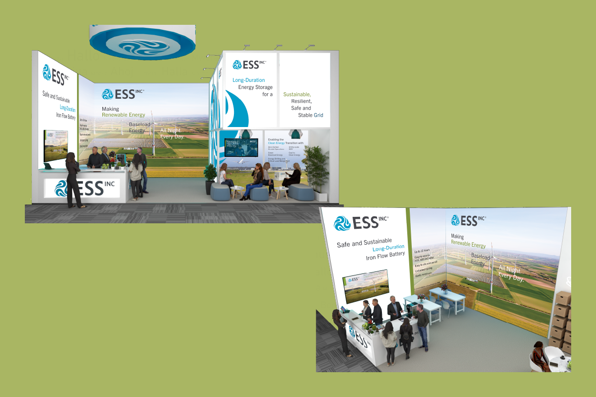 Tradeshow booth for ESS Tech, Inc., and energy storage company