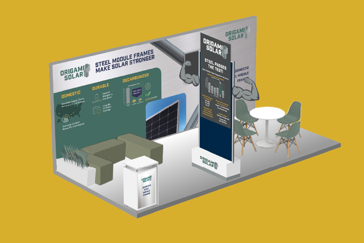 Origami Solar tradeshow graphics for booth for RE+ 2024