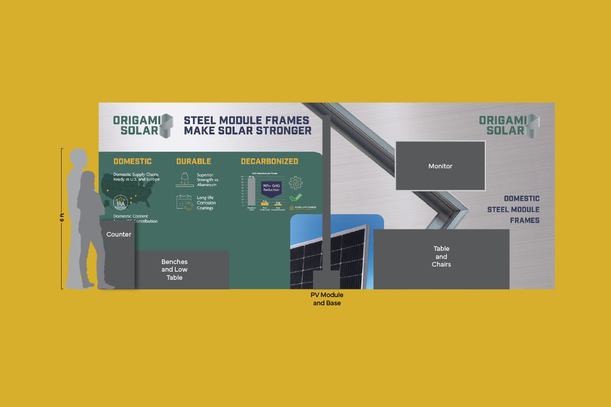 Origami Solar tradeshow graphics for booth for RE+ 2024