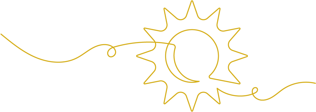 Single, continuous line drawing of the sun